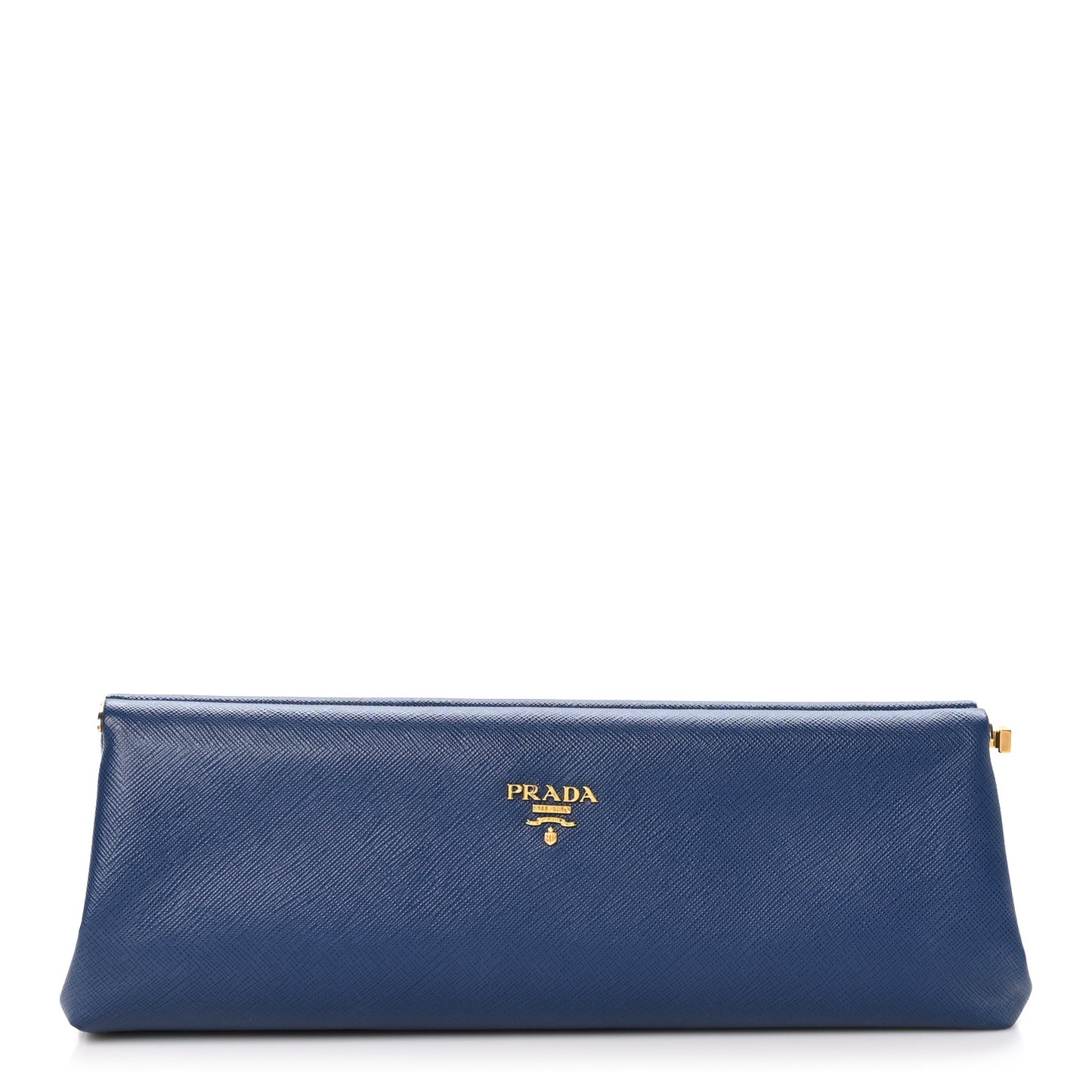 Saffiano Lux East West Frame Clutch Cobalto