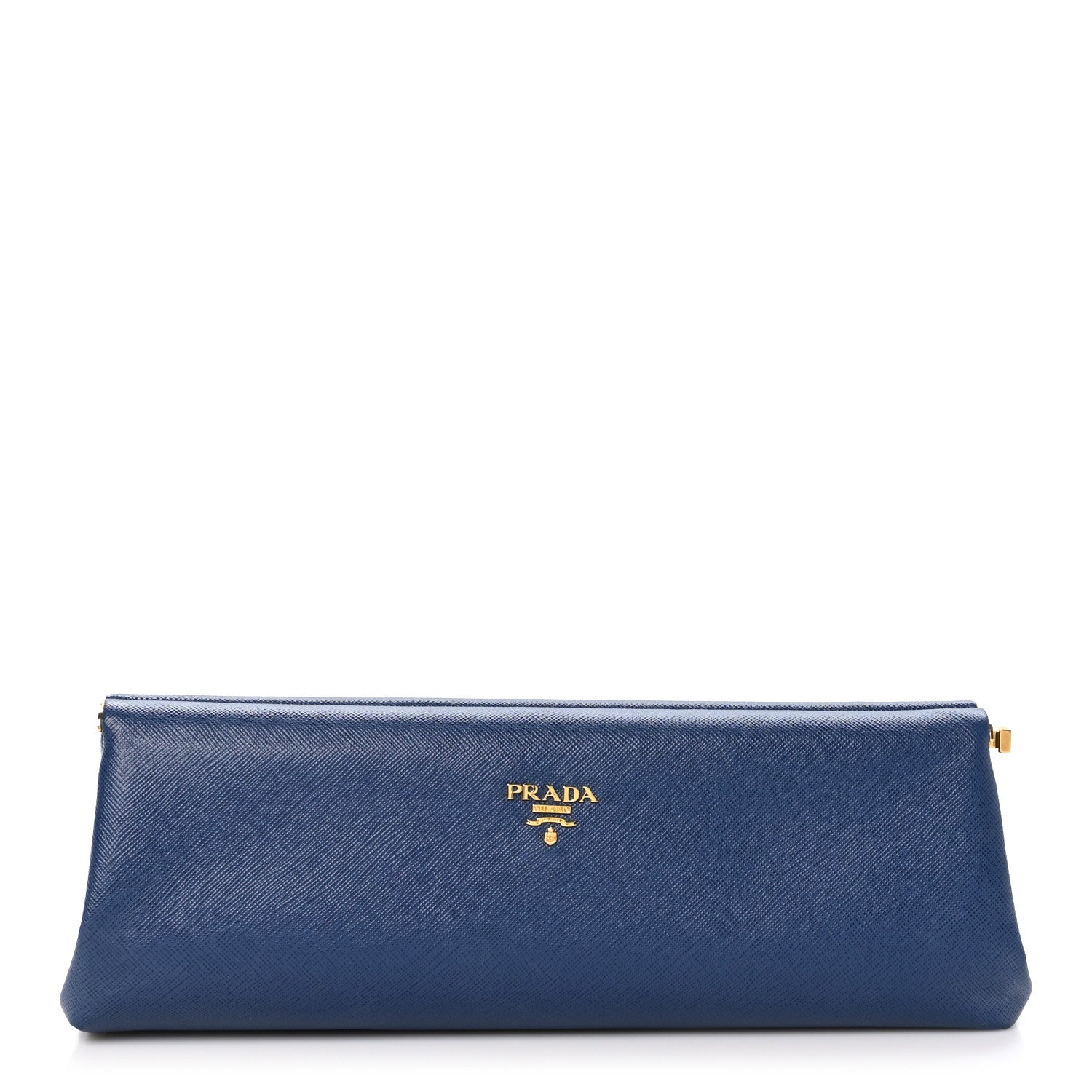 Prada Saffiano Lux East West Frame Clutch Cobalto 1 of 8