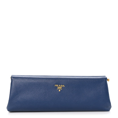 Prada Saffiano Lux East West Frame Clutch Cobalto 1 of 8