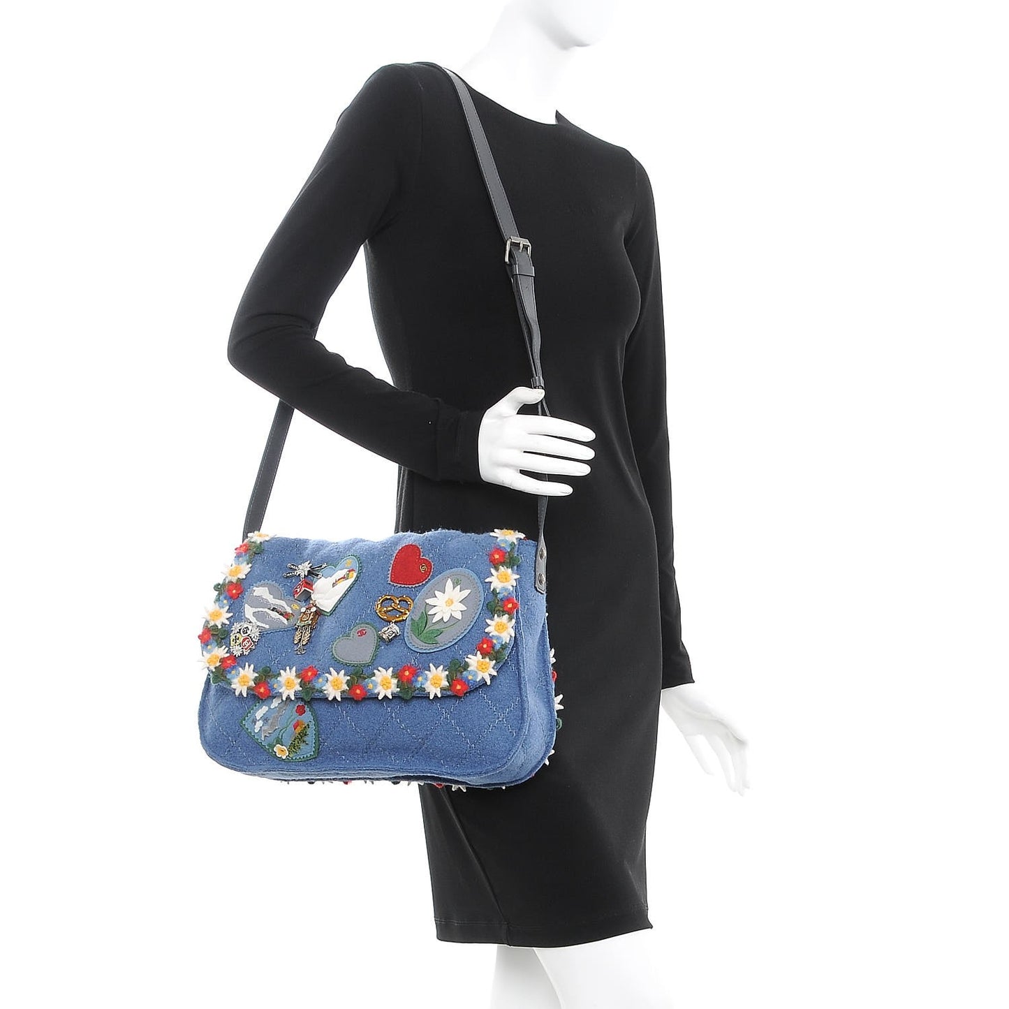 Felt Embroidered Large Crest Austrian Satchel Blue