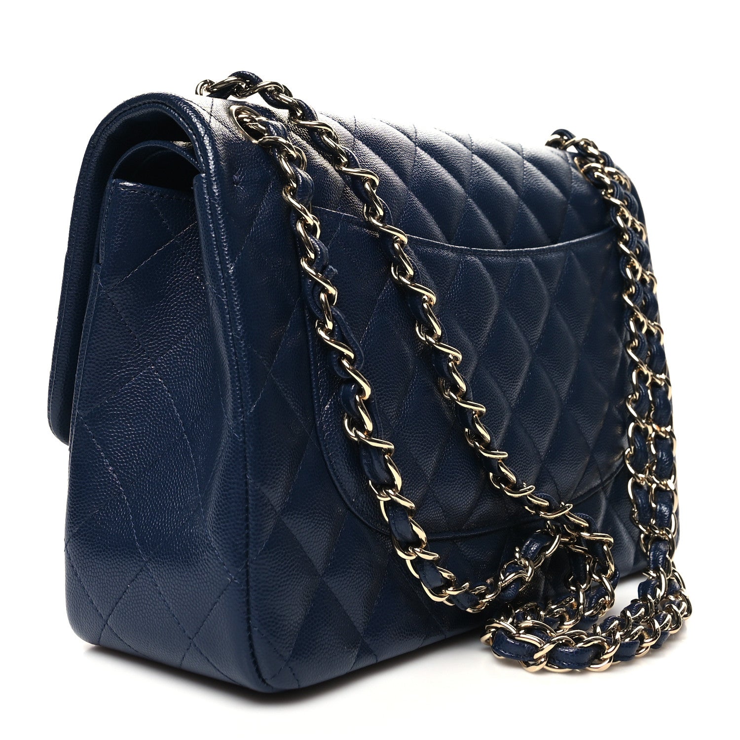 Chanel Caviar Quilted Jumbo Double Flap Navy Blue 2 of 10