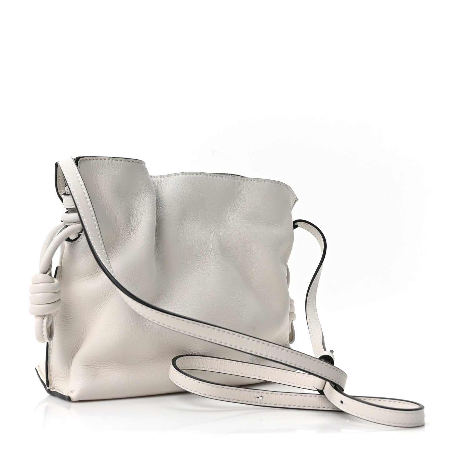 Calfskin Mini Flamenco Knot Clutch Soft White