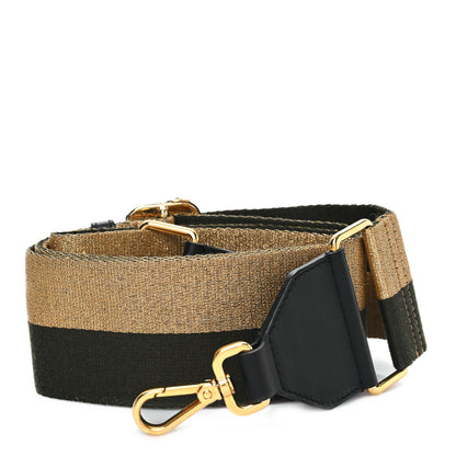 Fendi Ribbon Lurex Vitello Century Bi-Color Lines Adjustable Strap You Equatore Gold Lurex Equatore Gold Lurex Black 1 of 6