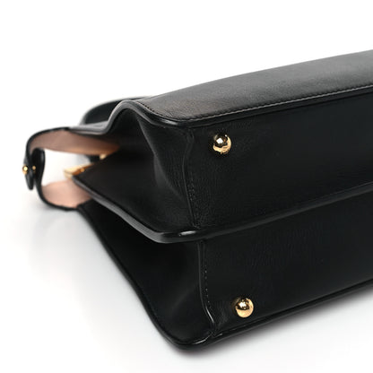 Fendi Vitello Seta Shiny Nappa Medium Peekaboo I SEE U Satchel Black Light Rose 8 of 9
