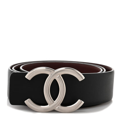 Chanel Calfskin CC Reversible Belt 75 Black Burgundy 1 of 6