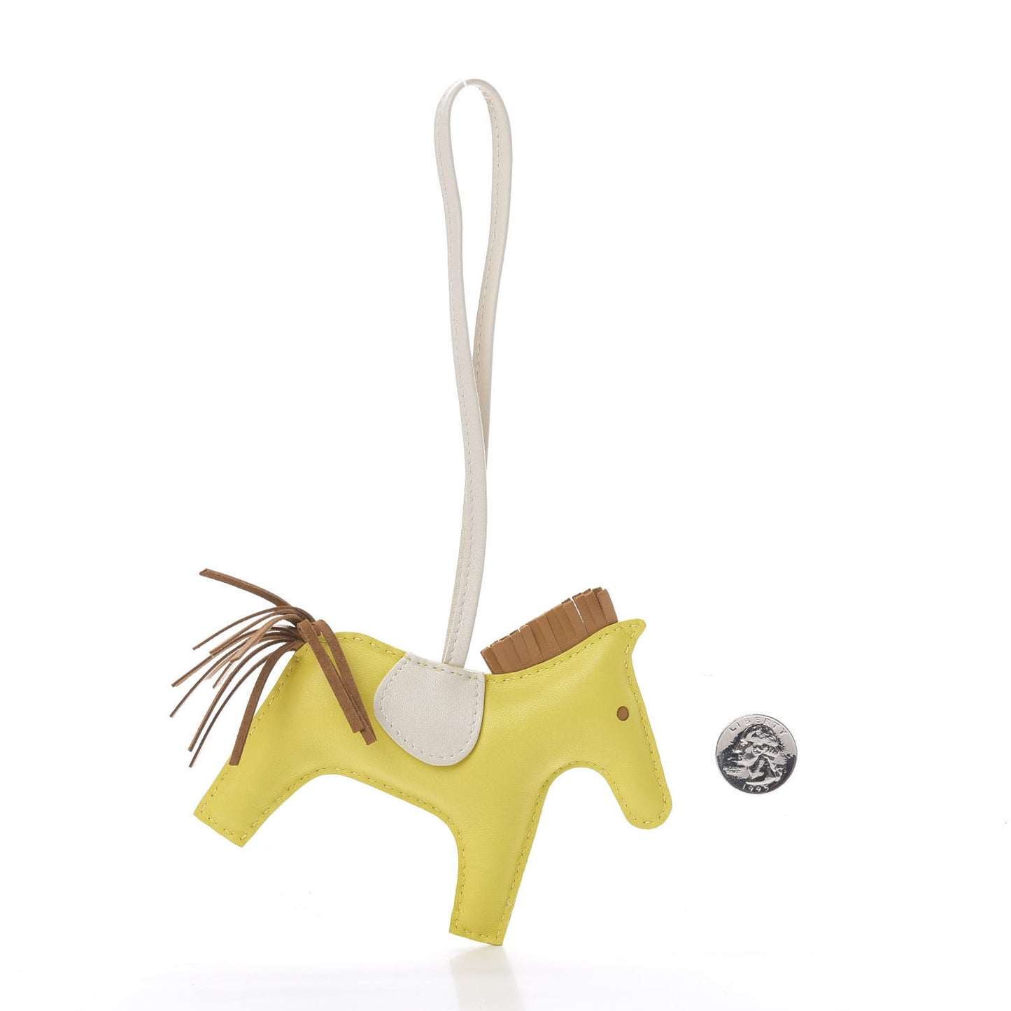 Milo Lambskin Grigri Rodeo Horse Bag Charm MM Lime Sesame Craie