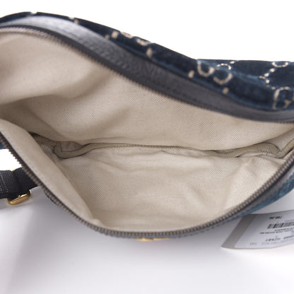 Gucci Velvet GG Monogram Web Belt Bag Blue Beige 5 of 10