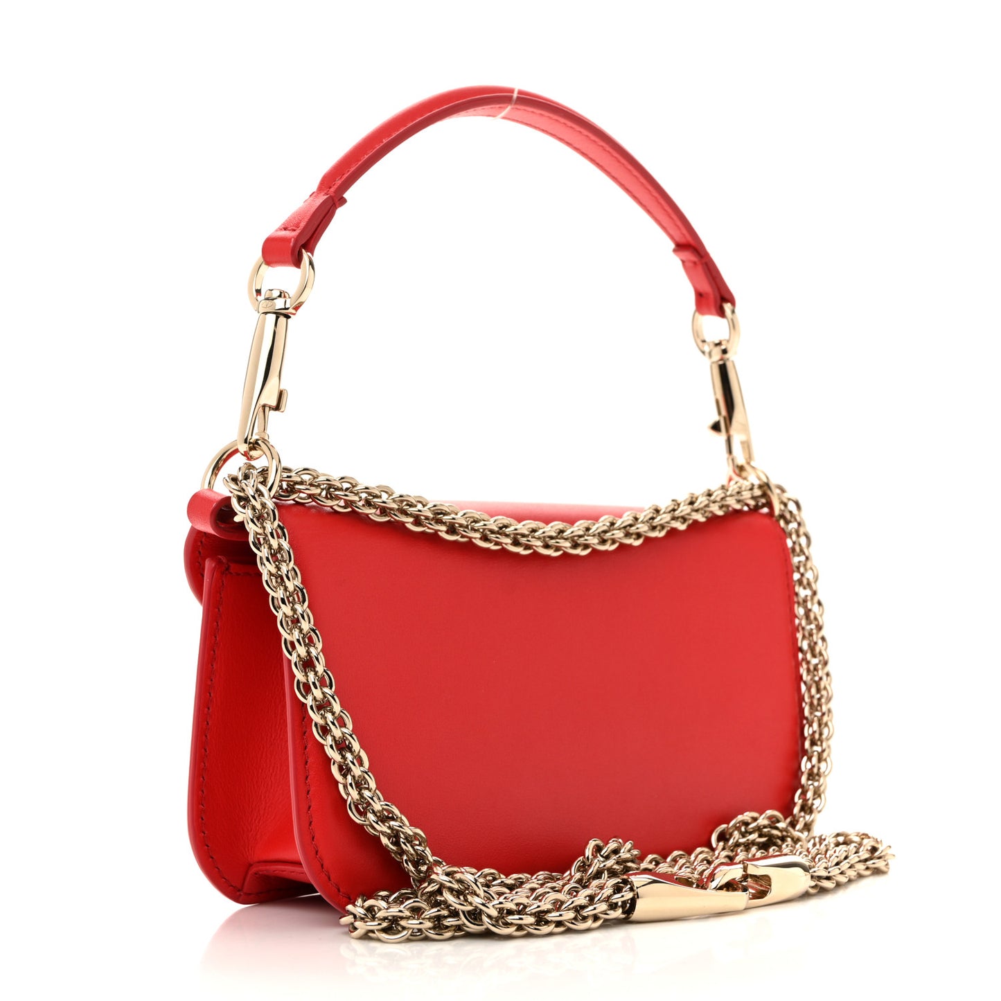 Calfskin Enamel Vlogo Small Loco Shoulder Bag Rouge Pur
