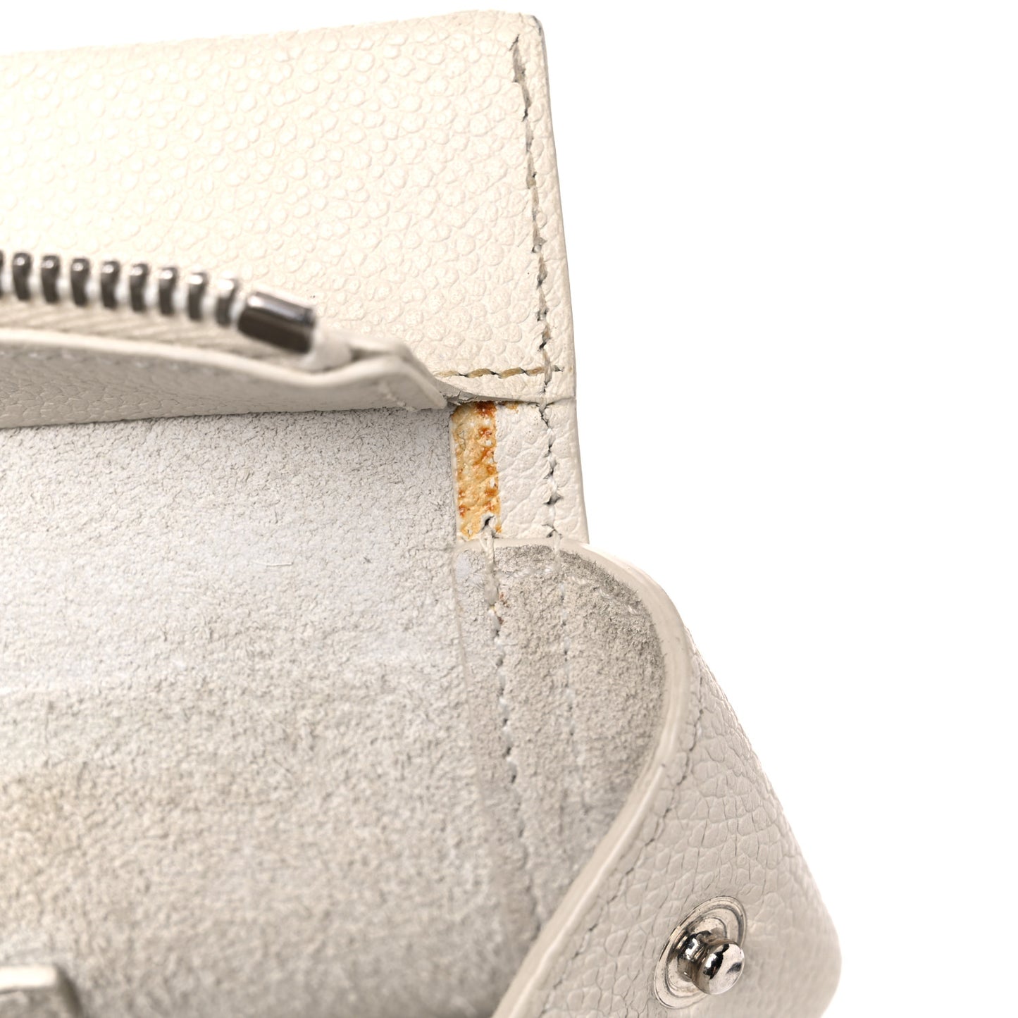 Grained Calfskin Small Rive Gauche White