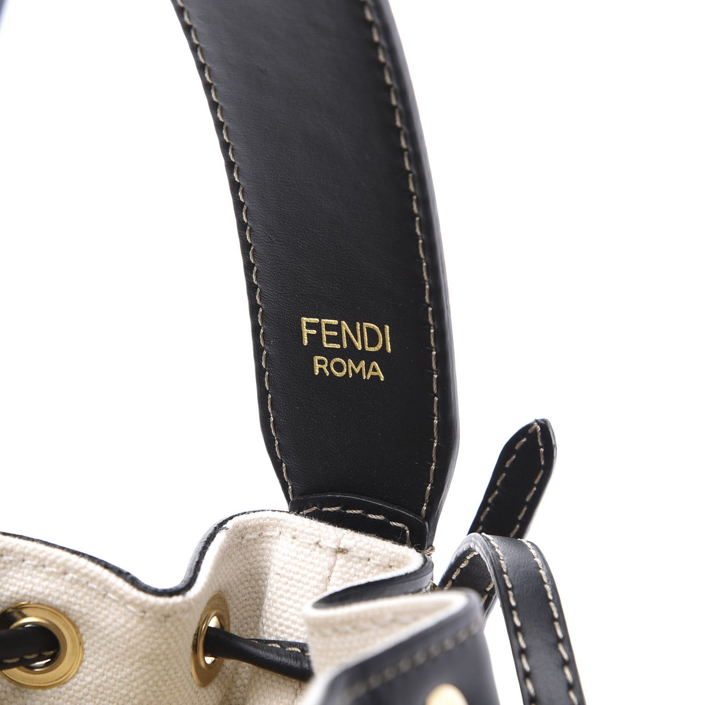 Canvas Vitello King F is Fendi FF Embroidered Mini Mon Tresor Bucket Bag Grezzo Black