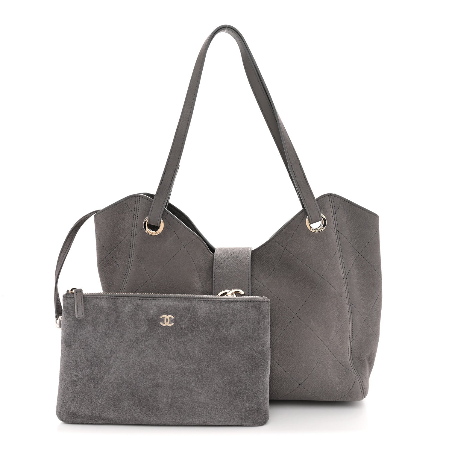 Chanel Grained Nubuck Caviar Quilted Large Shopping Bag Grey 3 of 13