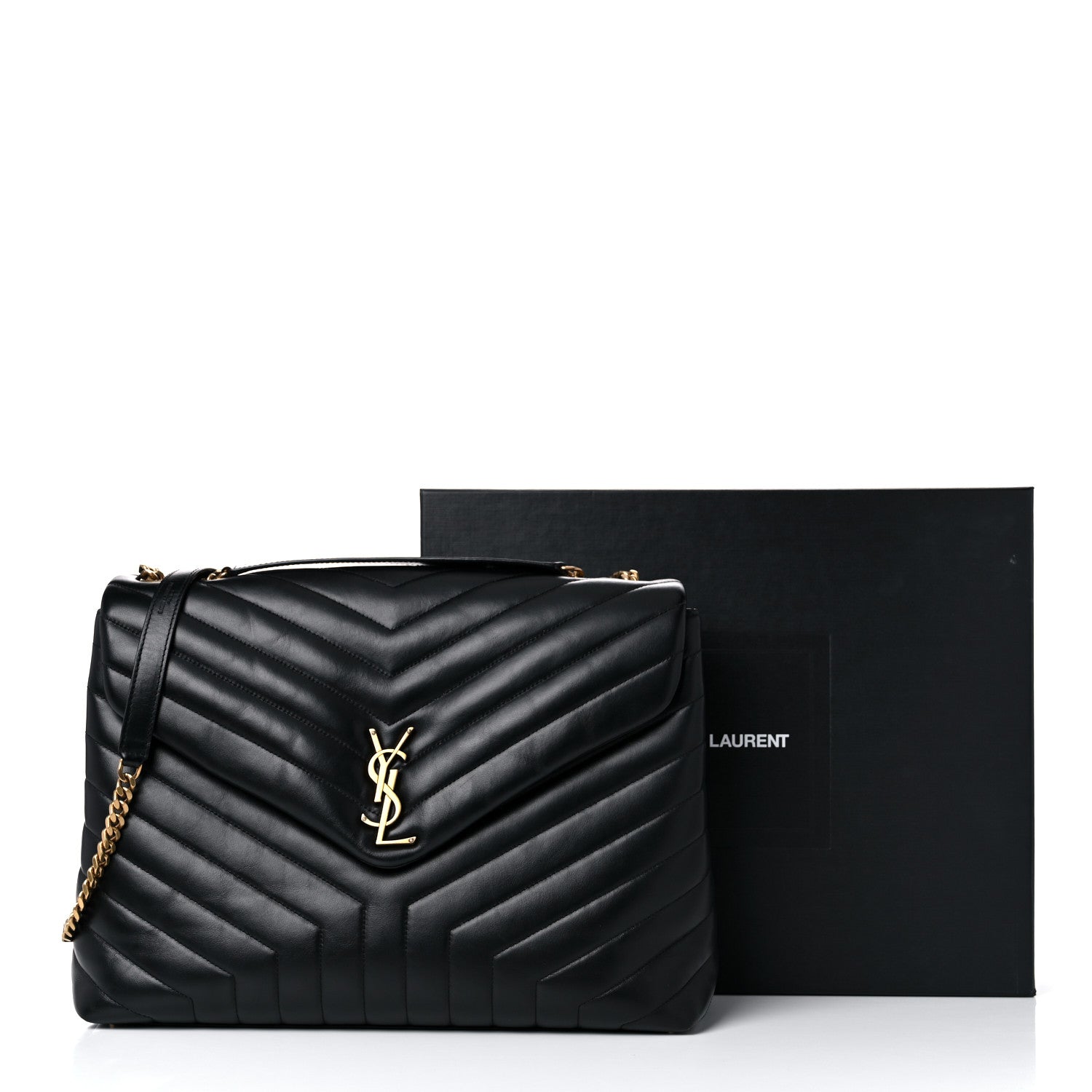 Saint Laurent Calfskin Y Quilted Monogram Large Loulou Chain Satchel Black 15 of 15