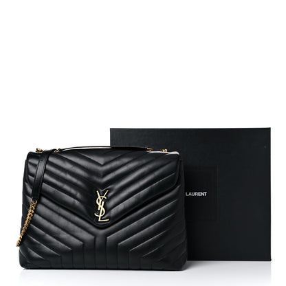 Saint Laurent Calfskin Y Quilted Monogram Large Loulou Chain Satchel Black 15 of 15