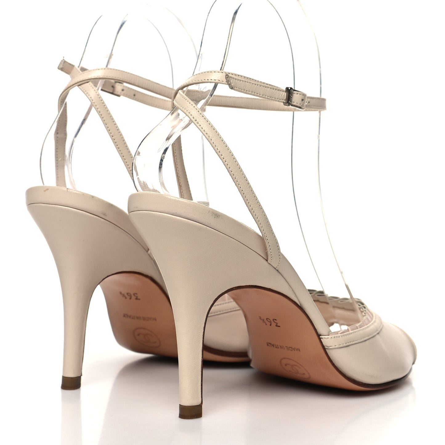 Lambskin CC Sandals 36 Beige Light Pink