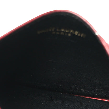Saint Laurent Grain De Poudre Matelasse Chevron Monogram Credit Card Case New Red 5 of 10