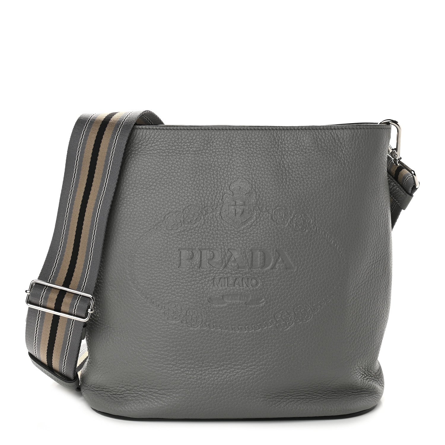 Prada Vitello Phenix Embossed Logo Shoulder Bag Argilla 1 of 9