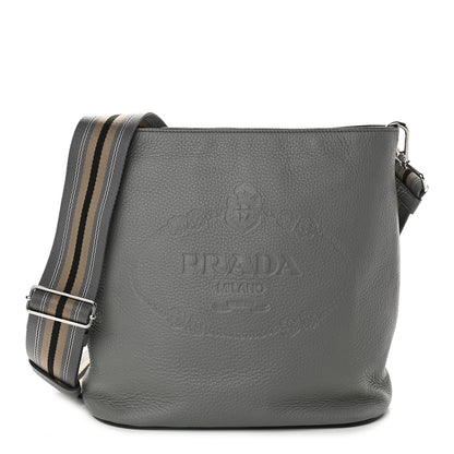 Prada Vitello Phenix Embossed Logo Shoulder Bag Argilla 1 of 9