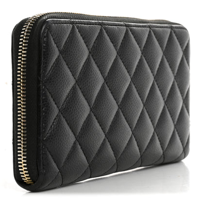 Chanel Caviar Quilted Large Gusset Zip Around Wallet Black 3 of 14