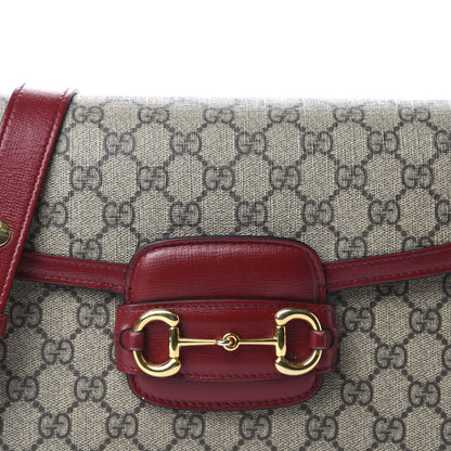 Gucci GG Supreme Monogram Azalea Calfskin Horsebit 1955 Shoulder Bag Beige Ebony New Cherry Red 15 of 15