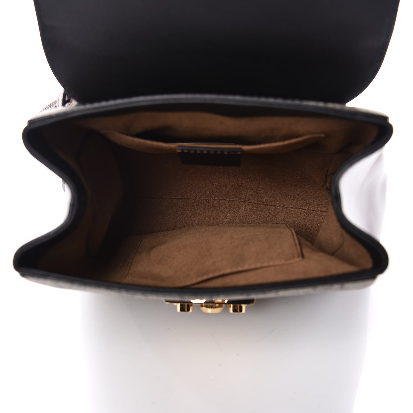 GG Supreme Monogram Calfskin Padlock Backpack Beige Cuir Black