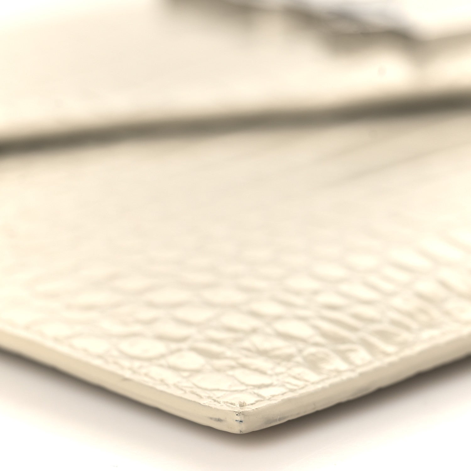Saint Laurent Calfskin Crocodile Embossed Uptown Monogram Pouch Crema Soft 7 of 9
