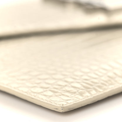 Saint Laurent Calfskin Crocodile Embossed Uptown Monogram Pouch Crema Soft 7 of 9