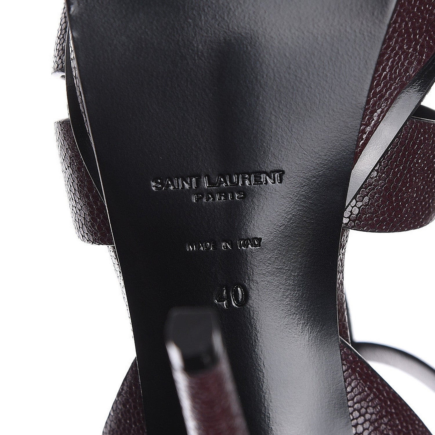 Saint Laurent Textured Calfskin Tribute 105 Platform Sandals 40 Cigar Burgundy 6 of 9
