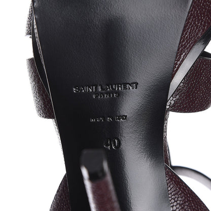 Saint Laurent Textured Calfskin Tribute 105 Platform Sandals 40 Cigar Burgundy 6 of 9