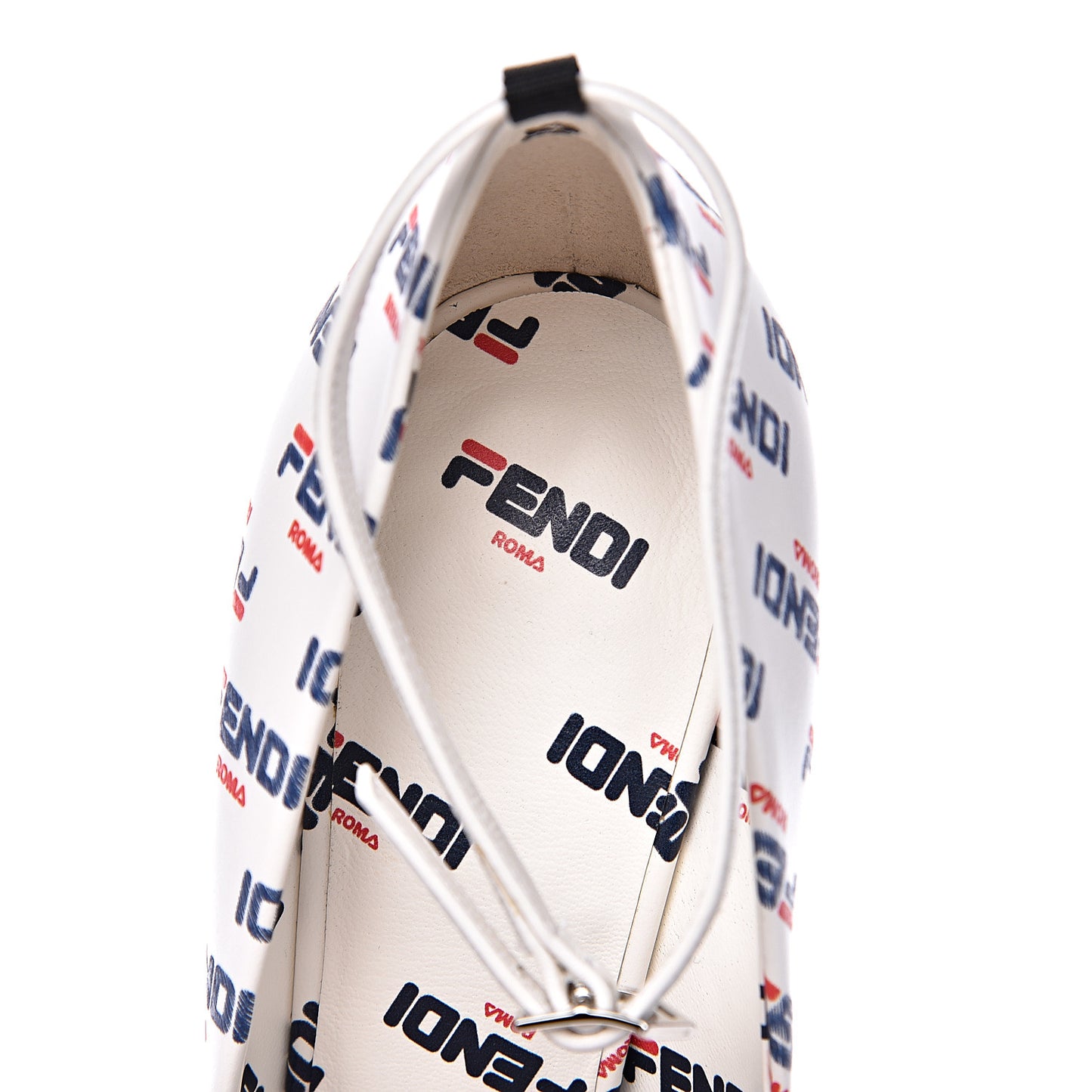 X FILA Vitello Mania Logo Print High Heel Pumps 36 White Blue Red Fragola