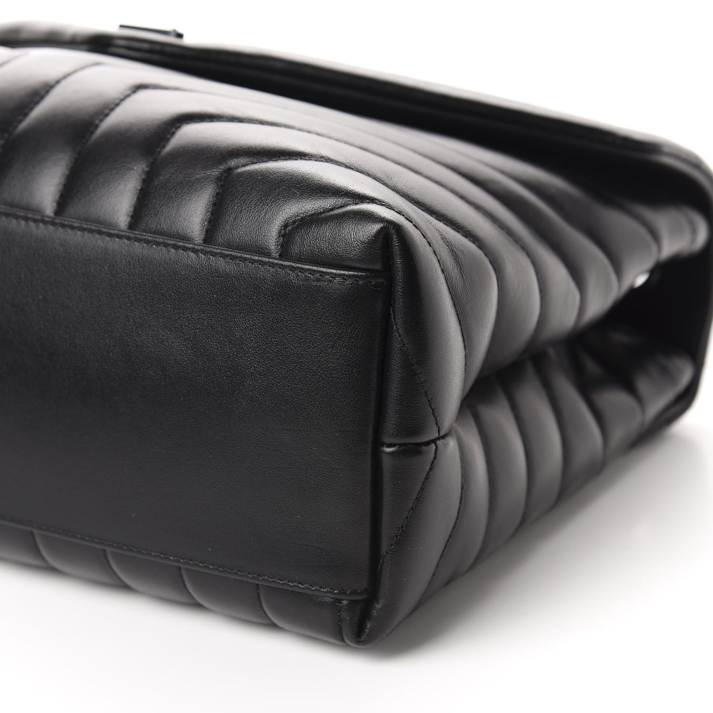 Calfskin Y Quilted Monogram Medium Loulou Chain Satchel Black