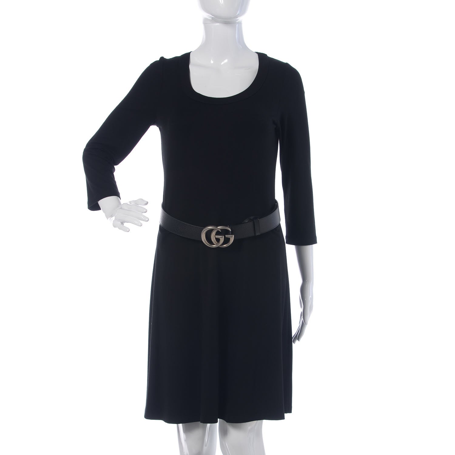 Gucci Textured Dollar Calfskin Nickel Double G 40mm Belt 85 34 Black 2 of 7