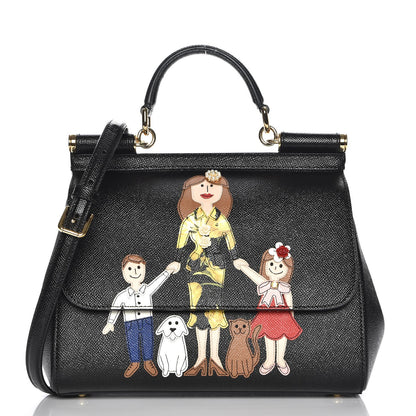 Dolce & Gabbana Dauphine Medium DG Family Patch Miss Sicily Satchel Black 1 of 9