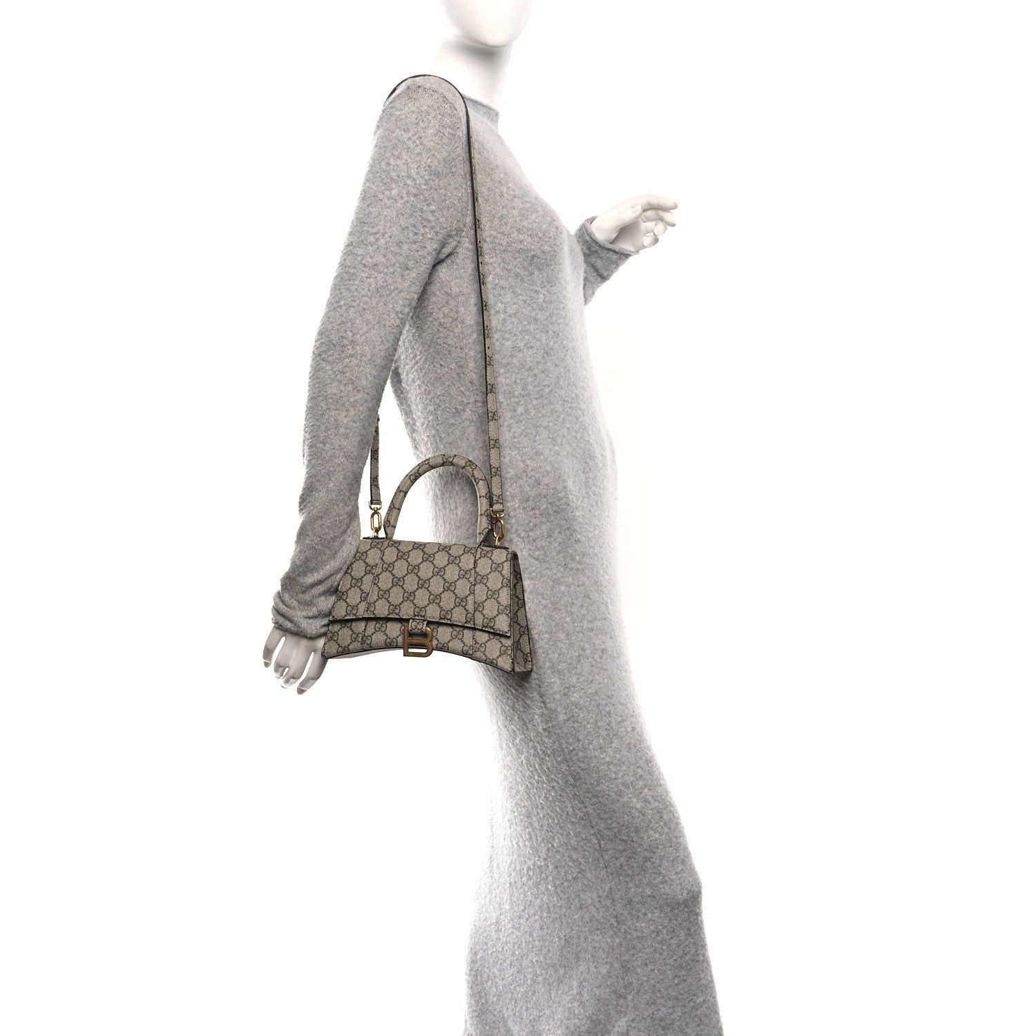 Balenciaga X GUCCI GG Supreme Monogram Small Hourglass Top Handle Bag Beige Ebony 2 of 10