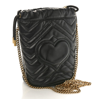 Gucci Calfskin Matelasse Mini GG Marmont 2.0 Bucket Bag Black 2 of 9