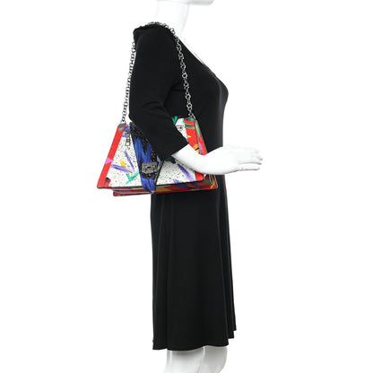 Louis Vuitton Calfskin Splash Print Trapeze Black White Red 2 of 9