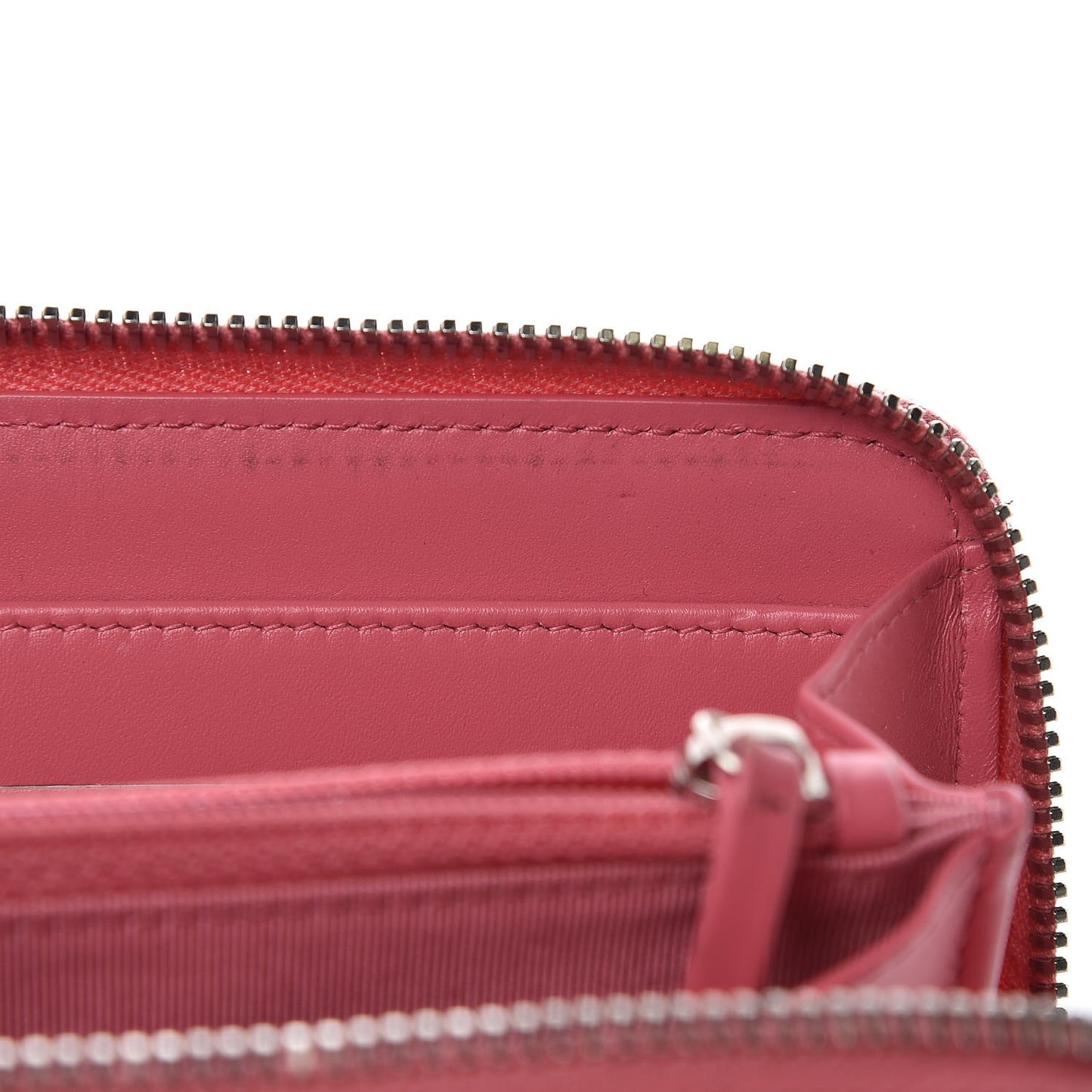 Caviar Chevron Large Gusset Zip Around Wallet Pink