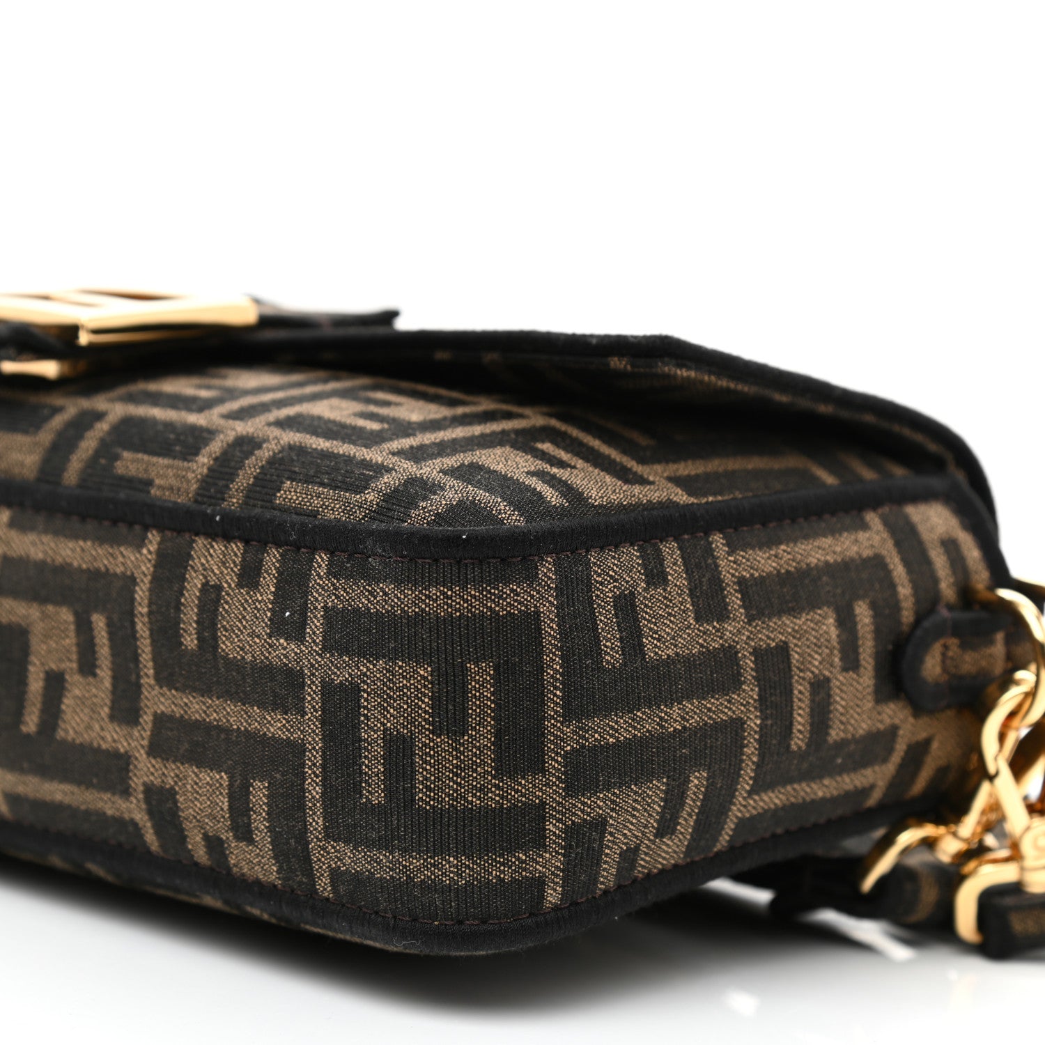 Fendi Fabric Jacquard FF 1974 Medium Baguette Tobacco Moro Black 8 of 8