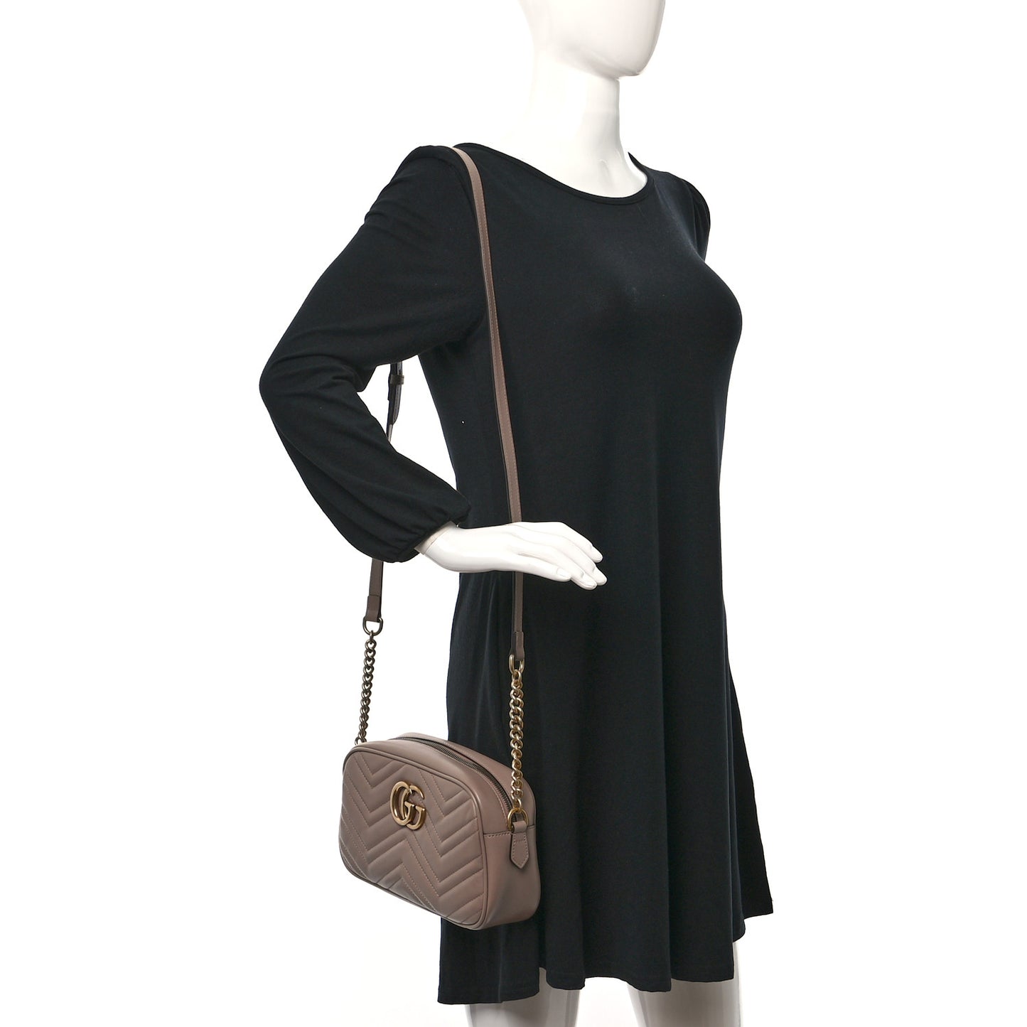 Calfskin Matelasse Small GG Marmont Chain Shoulder Bag Porcelain Rose