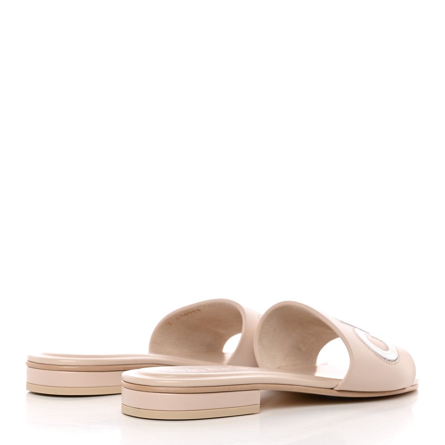 Chanel Calfskin Patent Calfskin Logo Mules 36.5 Beige 4 of 12
