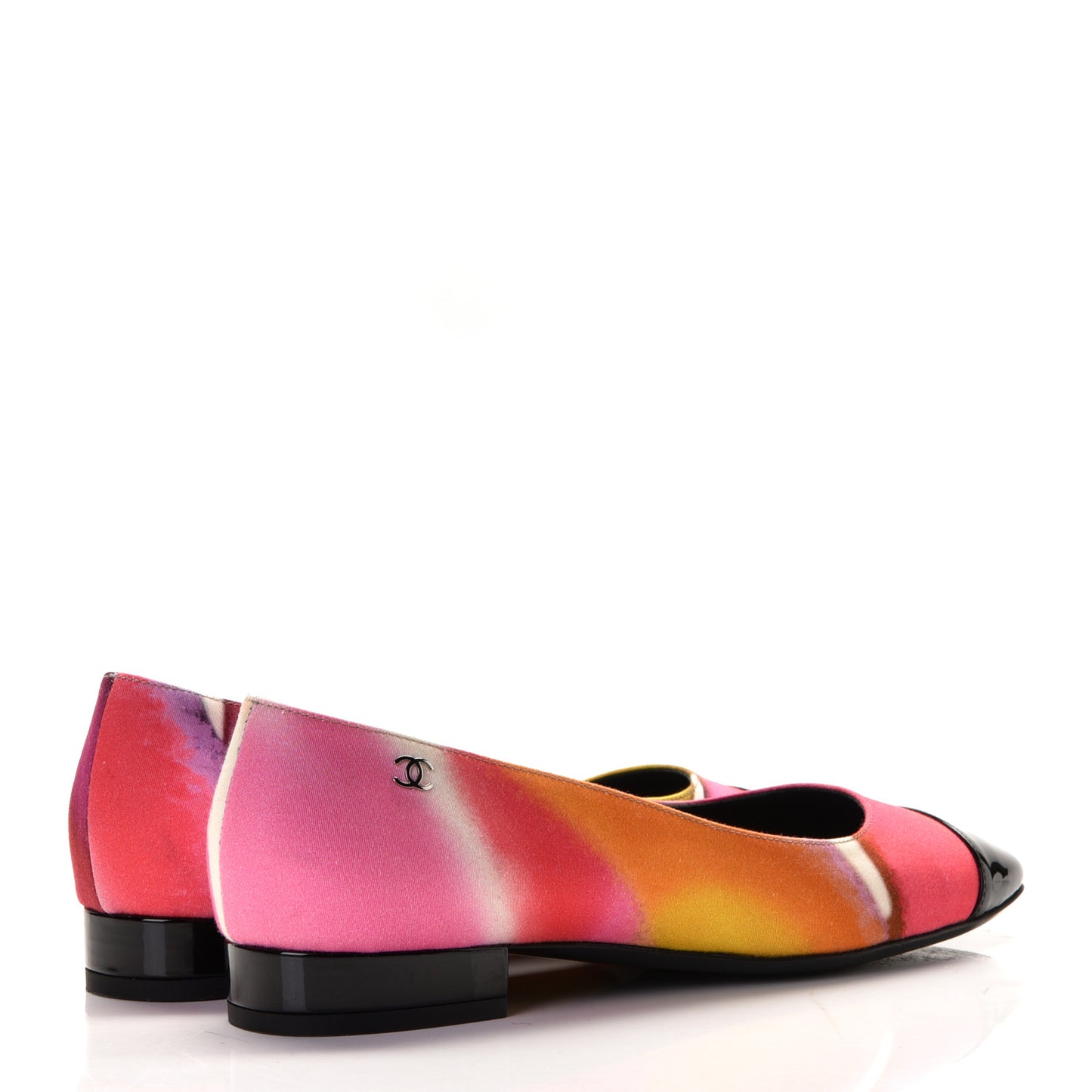 Fabric Patent Printed CC Cap Toe Ballerina Flats 36 Multicolor