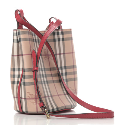 Burberry Haymarket Check Colours Small Lorne Bucket Crossbody Poppy Red 3 of 11
