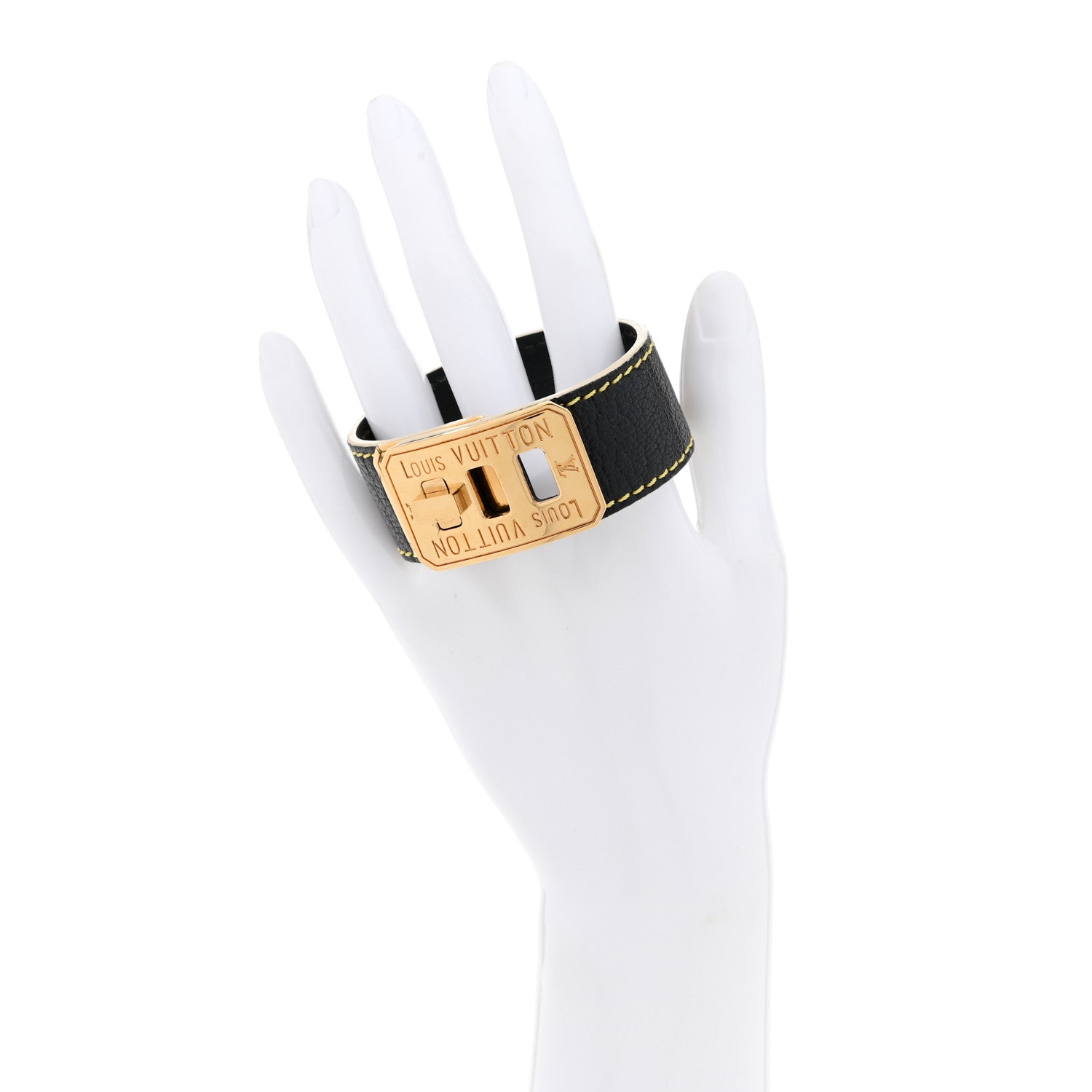 Louis Vuitton Chevre Suhali Turn Lock Bracelet 17 Black 2 of 9