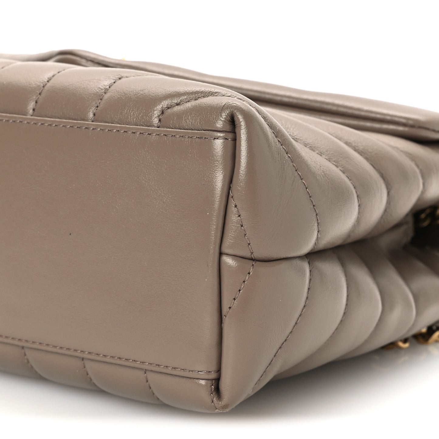 Calfskin Y Quilted Monogram Small Loulou Chain Satchel Dark Beige