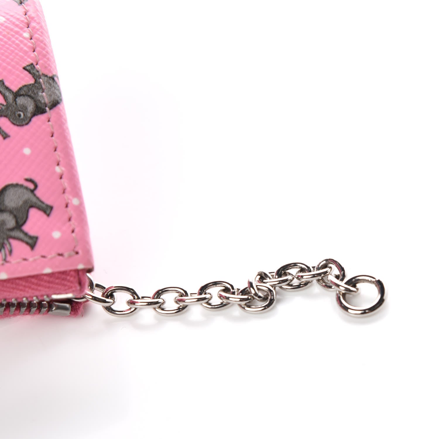 Prada Saffiano Elephant Print Zip Key Pouch Rosa 9 of 9