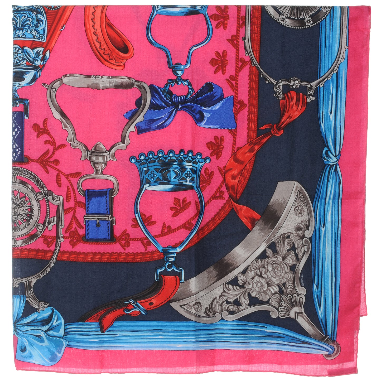 Cashmere Silk Etriers Shawl GM 140 Rose Indien