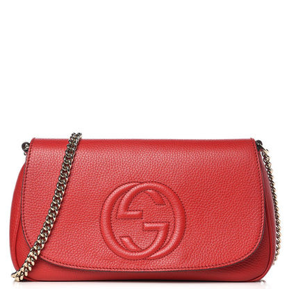Gucci Pebbled Calfskin Medium Soho Flap Crossbody Tabasco Red 1 of 8