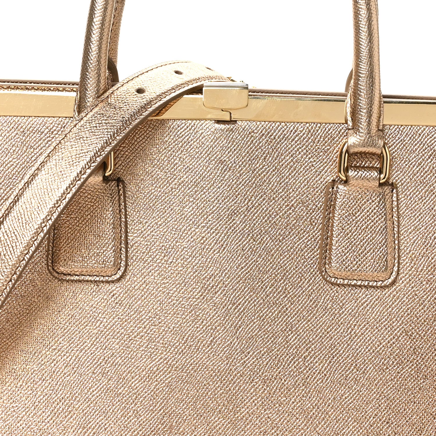 Dolce & Gabbana Metallic Dauphine Medium Frame Tote Gold 1792064