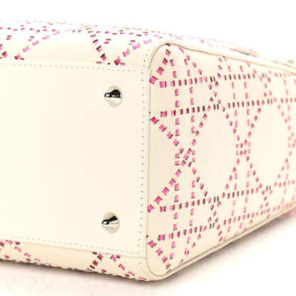 Christian Dior Lambskin Stitched Cannage Medium Lady Dior Pink White 10 of 12