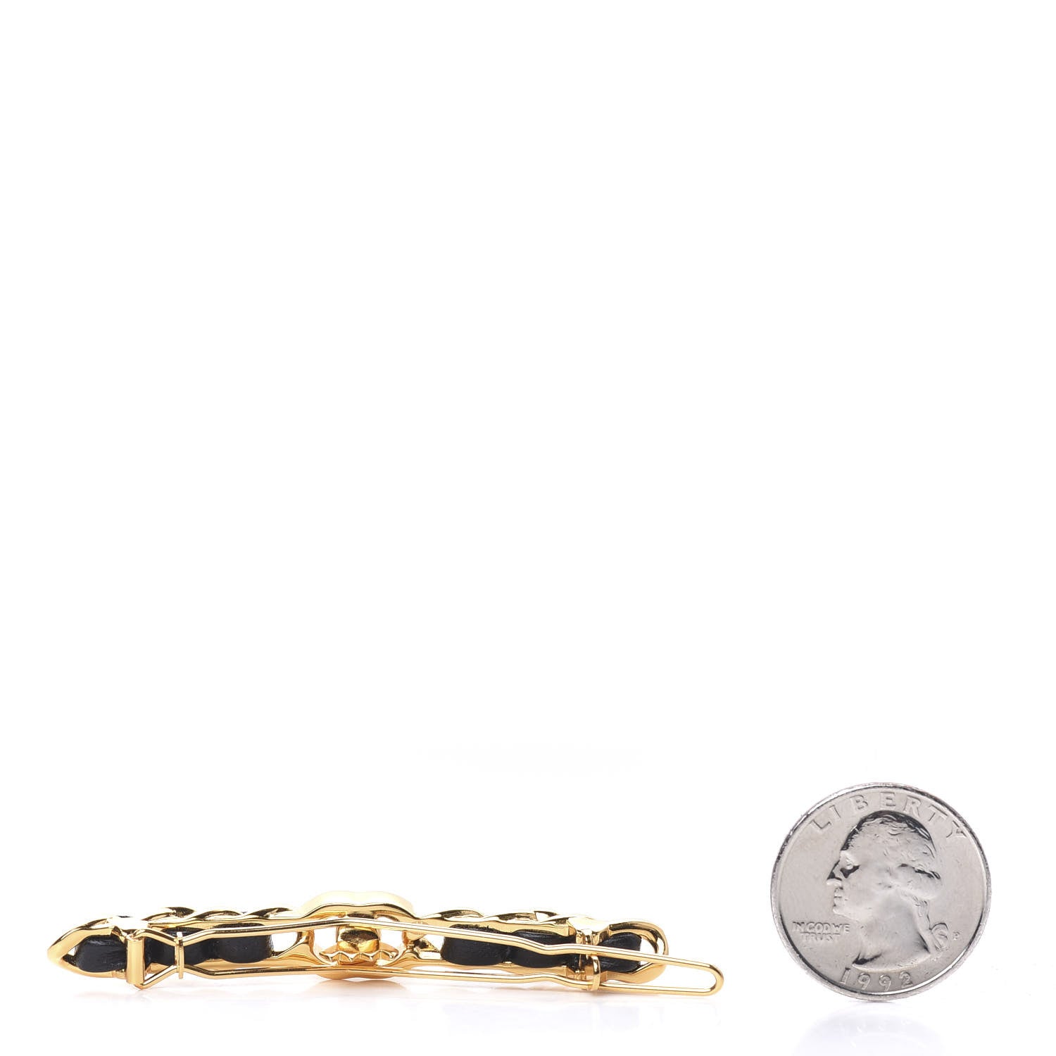 Chanel Pearl Lambskin CC More Is More Hair Clip Black Gold 2 of 5