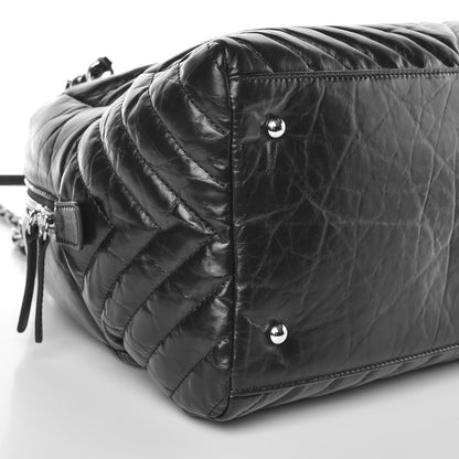 Chanel Aged Calfskin Chevron Medium Soft Bowling Bag Black 9 of 10